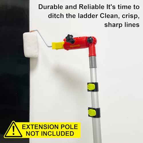 Multi-Angle Paint Brush Extender Red, Paint Edger Tool for High Ceilings, Extension Pole Attachment Holder for Paint Brush,Roller, Scraper, Rotating Head, Paint Pole Extension Device