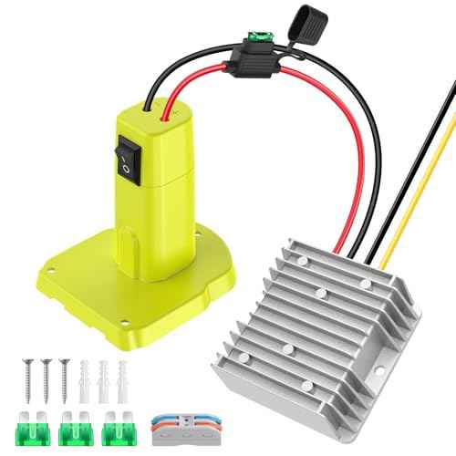 18v to 12v Step Down Converter,Compatible with Ryobi 18v Battery Adapter,DC 12V 20A 240W Buck Converter,Multi Functional Design,Over Discharge Protection,with Switch 30A Fuse Wire Terminals