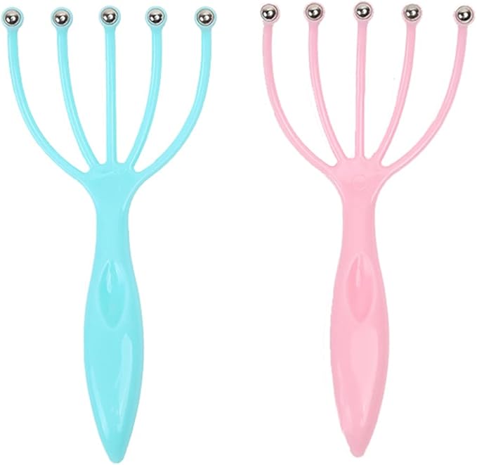 Ryoma Scalp Massager, Protable Hand Held SPA Head Massager for Deep Relaxation & Stress Reduction in The Office Home SPA Father's Day and Mother's Day Gifts Pink+Blue(2-Pack)
