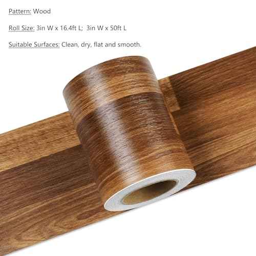 LACHEERY Shiplap Wood Border Wallpaper Peel and Stick Mirror Frame Border Bathroom Mirror Borders Peel and Stick Wood Grain Repair Tape Brown Wooden Bulletin Board Borders Trim for Classroom 3"x197"