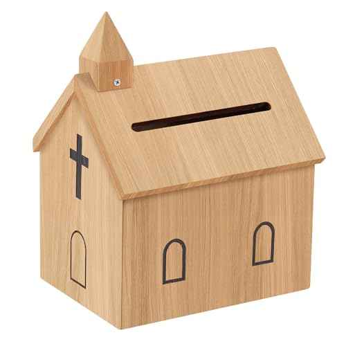 Offering Boxes for Church - Prayer Request Box, Wood Church Offering Collection Tithing Donation Fundraising Box 9.1 x 6.7 x 11.8 in