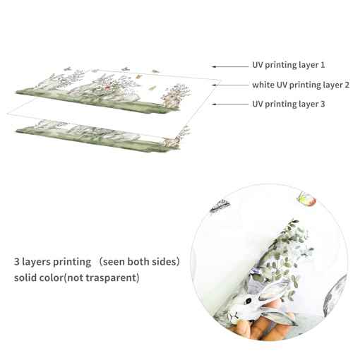 Spring Woodland Forest Animals Window Decals, Vinyl Non-Adhesive Double-Sided Static Clings, Rabbit, Butterfly, Grass, Anti-Collision Stickers for Kids Bedroom Windows Glass Home Decor