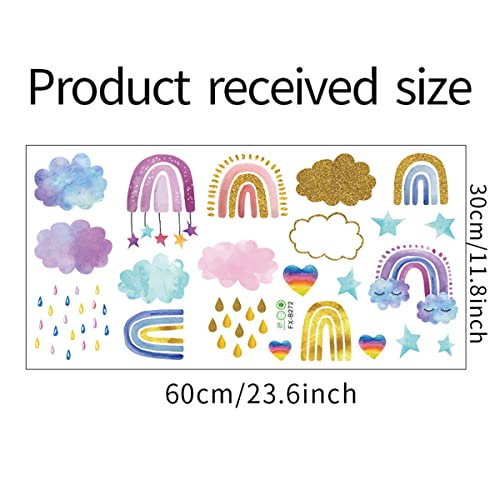 Rainbow Wall Decals Stickers Rainbow Wall Decor for Kids Room Little Girls Bedroom Nursery Playroom Daycare Classroom Parties Decoration (D)