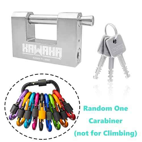 71/80KD-3SK Stainless Steel D-Shaped Heavy Duty Padlock with Key for Garage Door, Containers, Shed and Warehouse (3-1/8 inch, Keyed Different - 3 Stainless Steel Keys)
