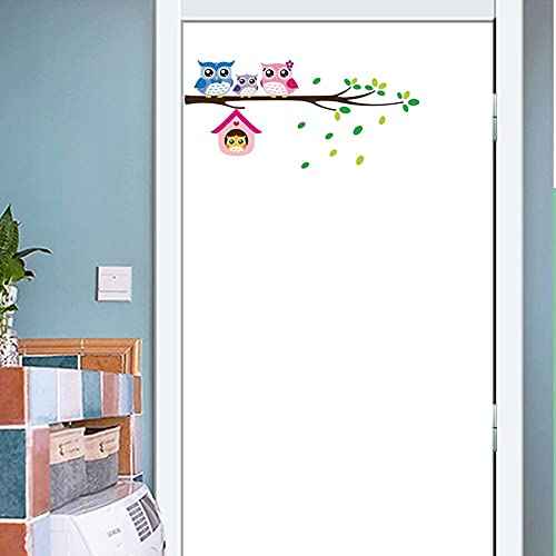 BIBITIME Owl Family Playing on Branches Wall Decal Sticker Nursery Wallpaper Decals