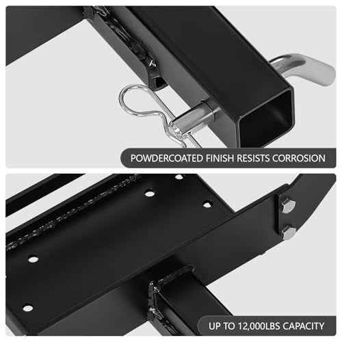 DNA MOTORING Cradle Winch Mount Mounting Plate Foldable for 2" Class IV Hitch Receivers, Up to 12,000Lbs Capacity, Powder Coated Steel, Tow-Mount
