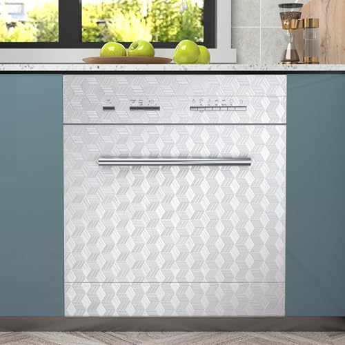 LACHEERY Silver Grey Metallic Wallpaper for Kitchen Backsplash Wallpaper Peel and Stick Waterproof Removable 3D Wall Paper Kitchen Contact Paper for Countertops Cabinets Drawers Liner Roll 15.8"x80"