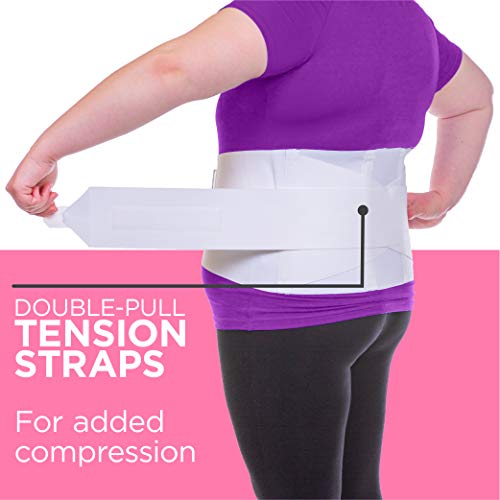 BraceAbility Women's Back Brace for Female Lower Back Pain - Lightweight Soft White Elastic Lumbar Compression Support Belt is Discreet Under Clothes for Ladies, Nurses, Walking (XL)
