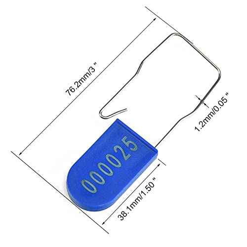 100PCS Plastic Padlock Security Seals Metal Wire Padlocks Electric Meter Lockout Tags Disposable Anti-Tamper Lock Numbered Anti Tamper Tags Blue