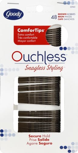 Goody SlideProof Bobby Pins, 48 Ct, Brunette Brown, High Gloss Bobby Hair Pins for Styling, Lock In Style, Comfortable, Pain-Free Styling Accessories for Women & Men, All Hair Types