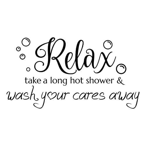 SUPERDANT Bathroom Wall Decals Relax Shower Door Decals Bath Wall Sticker for Dorm Take A Long Hot Shower Quotes Wall Art DIY Decor Wall Art Stickers Vinyl Bathroom Stickers Shower Doors 22.8x13inch