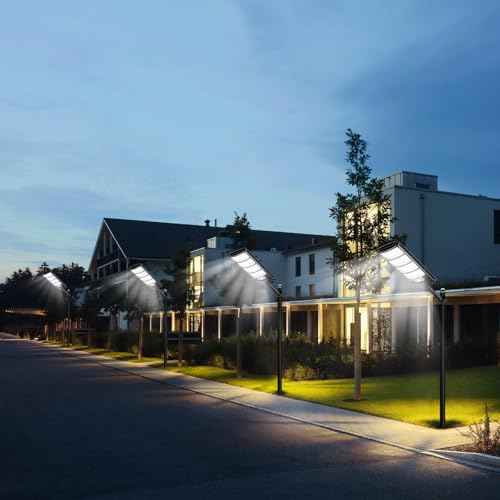 Solar Street Lights Outdoor Waterproof, LED Dusk to Dawn Solar Light, Flood Lights with Motion Sensor and Remote Control, for Exterior Wall, Patio, Yard, Deck, Garden,Parking Lot Lights(2-Pack)
