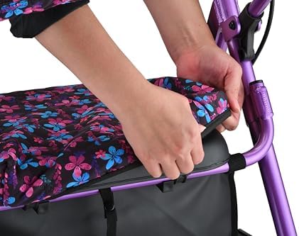 Nova Joy Rollator Walker Seat and Backrest Cover Set - Removable Washable Fabric Cushion Covers for Standard Rolling Walkers - Style and Comfort Upgrade - Essential Mobility Accessory - Garden Flowers