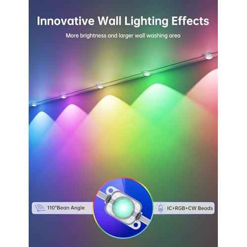 Permanent Outdoor Lights for House, 50ft with 25 Smart IC+RGB+CW LED Eaves Light, Waterproof Christmas Halloween Permanent Decor Light for Daily and Holiday, App/Remote Control