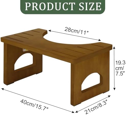 Foldable Toilet Stool, 7.5 Inches Bamboo Toilet Stool Squat for Adults, Collapsible Poop Stool for Bathroom, Potty Step Stool with Non-Slip Strip, Portable Toilet Foot Pooping Stools
