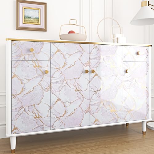 Gold Pink Marble Contact Paper for Countertops Glossy Waterproof Marble Wallpaper Peel and Stick Countertops for Kitchen Bathroom Wall Cabinet Self Adhesive Temporary Wall Counter Top Cover