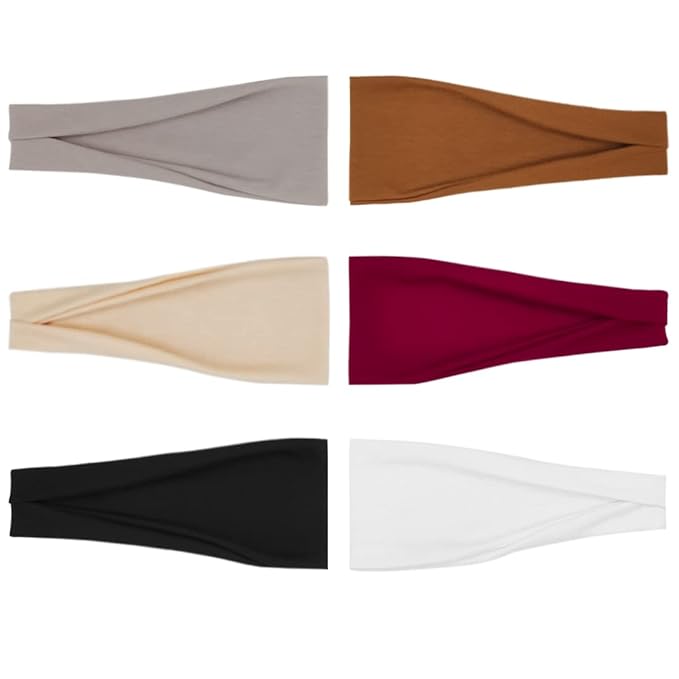 YONUF Fashion Headbands For Women Wide Headband Yoga Workout Head Bands Hair Accessories Band 6 Pack