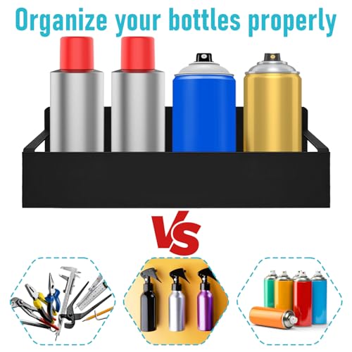 4 Pcs Magnetic Spray Can Holder, Magnet Toolbox Holder, Wall Mounted Spray Bottle Rack, Mechanic Paint Can Organizer, Tool Box Storage Rack for Garage Home Workspace (Black)