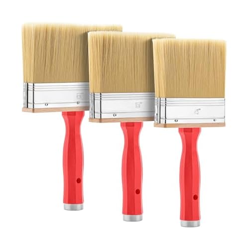 Bates- Deck Stain Brush Set, 3 Pack, 3¡±, 4¡± and 6¡±, Deck Stain Applicator, Red Handle, Stainless Steel Ferrule