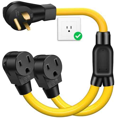 50A NEMA 6-50P to 2 Outlet 6-50R Y Splitter Power Cord Adapter, 3 Prong 6 AWG 250V Welder Splitter Power Extension Cord for EV Charger Dryer, 3 Feet