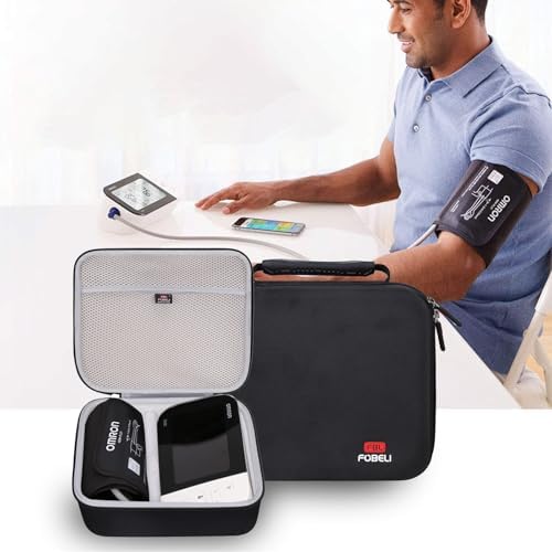 FBLFOBELI Hard Storage Case Compatible with OMRON Platinum BP5450/10 Series BP7450/Gold BP5350/7 Series BP7350 Blood Pressure Monitor with Upper Arm Cuff, Case Only (Black)
