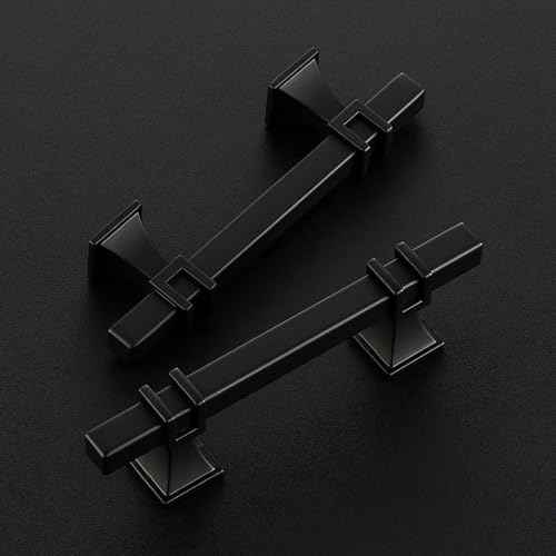 30 Pack 3 inch BlackCabinet Handles Square Zinc-Alloy Pulls for Kitchen Dresser Closet and Bathroom Cabinets Hardware