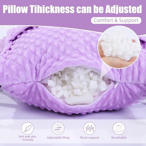 BALAPET 2 Pcs Shredded Memory Foam Hysterectomy Pillow Set for Abdominal Surgery Recovery, Comfy Hysterectomy Seat Belt Pillow with Pocket for Ice/Hot Packs, Hysterectomy Recovery Must Haves(Purple)