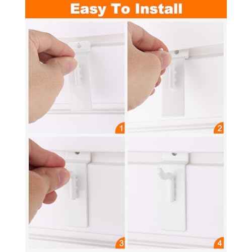 1" Slatwall Hooks, White, 30 Pack Slat Wall Paneling Display Hooks, Slatwall Accessories for Retail Home Efficient Storage
