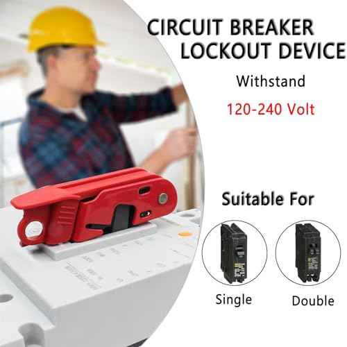 Circuit Breaker Lockout,Red Electrical Box Circuit Breaker Lockout,Tagout Breaker Box Lock for 110-240v Standard Single and Double Toggles,OSHA Compliant (2 Set with Lock)