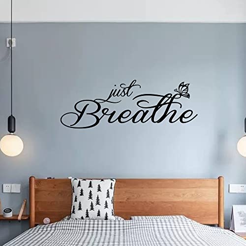 Just Breathe Inspirational Quotes Vinyl Wall Decal Positive Art Letters Sayings Living Room D?cor