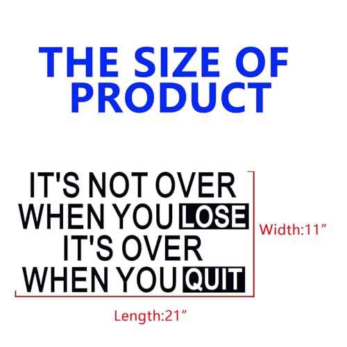 SEATUNE Gym Inspirational Quotes Wall Stickers - Positive Motivational Office Wall Decals - Workplace Home Vinyl Art Wall Decor - It's Not Over When You Lose It's Over When You Quit 21"X11"