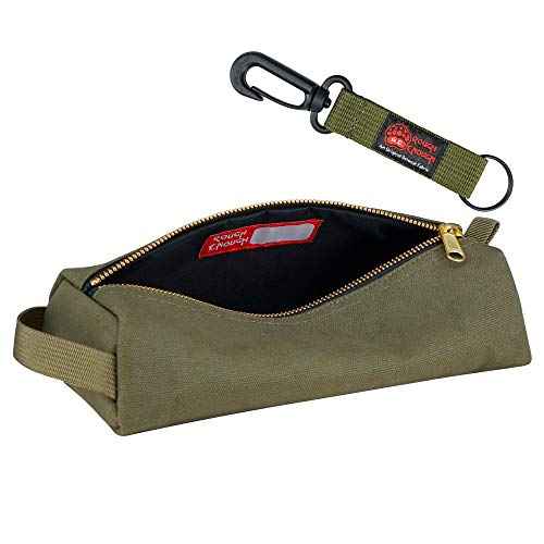 Rough Enough Small Tool Pouch Bag Canvas for Motorcycle Bike Accessories Storage Organizer with Zipper Handle Army Green