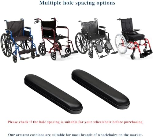 Full Length Padded Armrest Black 13-7/8" Long Wheelchair and Transport Chair arm Cushions, Black (1 Pair) Compatible with All Brands(13-7/8")