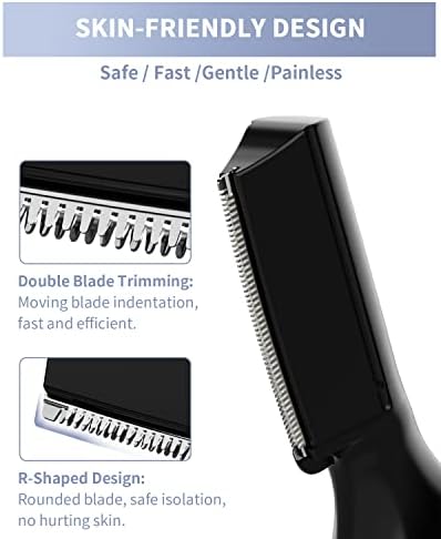 Eyebrow Trimmer, Electric Eyebrow Razor for Women Men, Rechargeable Painless LED Light Facial Hair Shaver Remover with Rinseable Blade for Face Lips Neck Leg