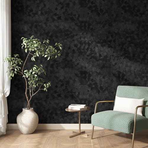 Stickyart Black Velvet Wallpaper Peel and Stick Soft Felt Black Contact Paper Self Adhesive Velvet Textured Wallpaper Removable Luxury Mottled Felt Wall Paper for Drawer Liners Bedroom Decor 12"x80"
