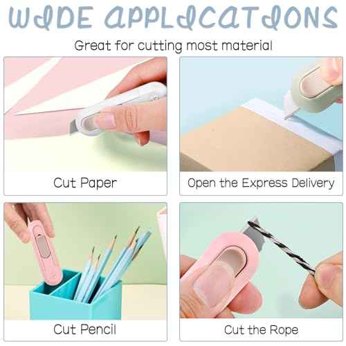 Box Cutter,Retractable Box Opener, Package Opener, Easy Slide Retractable Cute envelope opener for opening daily express boxes, envelopes, packages, paper tapes and more (8 Pcs Box Cutter))