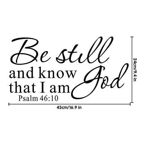 Be Still and Know That I am God Psalm 46:10 Wall Decal Bible Scripture Vinyl Stickers, Removable Religious Art DIY Inspirational Quotes Sticker Mural for Bedroom Living Room Office Home Decoration