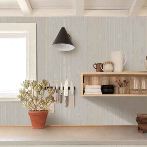 Naphite Grasscloth Peel and Stick Wallpaper Modern Textured Self-Adhesive Wallpaper 118inL 15.7inW Neutral Fabric Contact Paper for Cabinets Drawers Furniture Faux Linen Removable Bedroom Wall Decor
