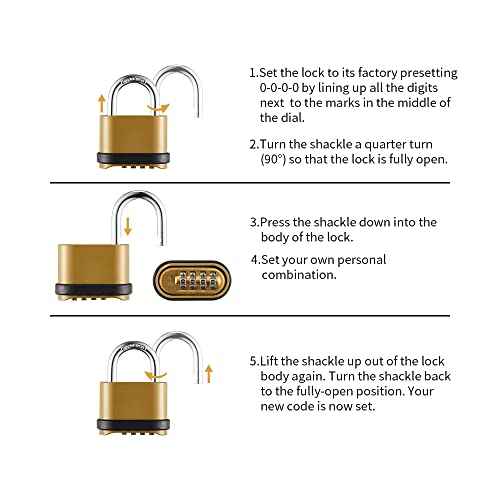 Heavy Duty Weatherproof Combination Lock, 4-Pack Outdoor Combo Lock,Resettable Combination Padlock for Gate,Shed,Storage Unit