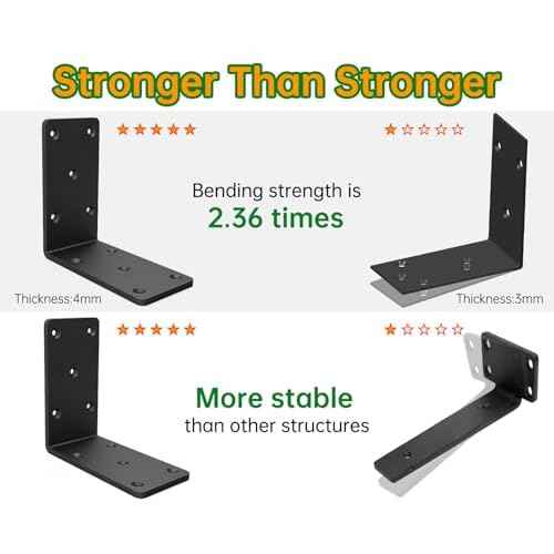 5x5x2.5¡° Heavy Duty Angle Bracket£¬ (8PCS) L Bracket for Shelves Fence Pergola Post Wood£¬90 Degree Corner Brace for Floating Shelf Countertop Support