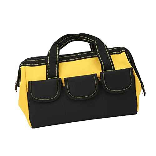 Heavy Duty Tool Bag, Oxford Cloth Tool Bag Multiple Pockets for Home (Yellow)