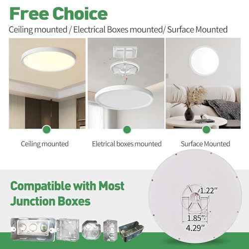 6PK Dimmable 12 Inch LED Flush Mount Ceiling Light, 24W, 2520LM, 2700K/3000K/4000K/5000K/6000K CCT Selectable, White Round Flat Panel Light Low Profile Ceiling Lamp for Bedroom/Kitchen/Living Room