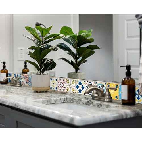 FLFK Wall Border Tile Stickers Peel and Stick Wallpaper Border for Kitchen Backsplash Bathroom Shower Room,4"x240"