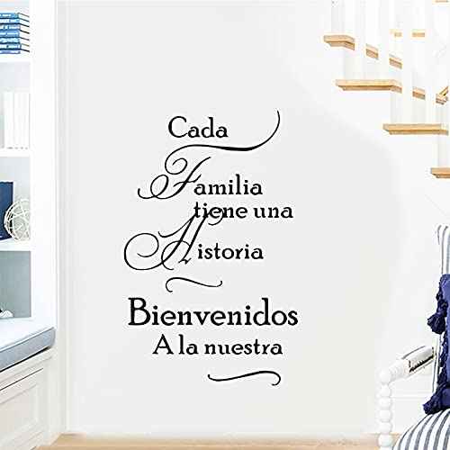 CADA Familia tiene UNA Historia Art Wall Decals, Warm Family Quotes Wall Decal, Vinyl Sayings Words Wall Decor, Removable DIY Wall Mural for Bedroom, Living Room, Home Decoration