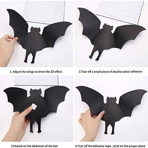 CCINEE Halloween Bat Decoration,Large Hanging Bat Wall Decal Window Door Entryway Sticker for Party Favor Supply,24PCS