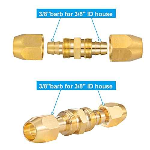2PCS Soild Brass Air Reusable Hose Splicer For 3/8-Inch ID Hose,3/8" Air Hose Repair Fitting