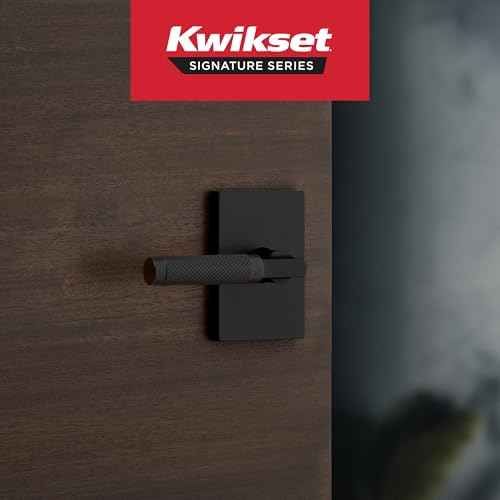 Kwikset Prava Interior Privacy Door Knurled Handle with Lock, Door Lever for Bathroom and Bedroom, Matte Black, Reversible Keyless Push Button Lock Door Lever, with Microban Protection