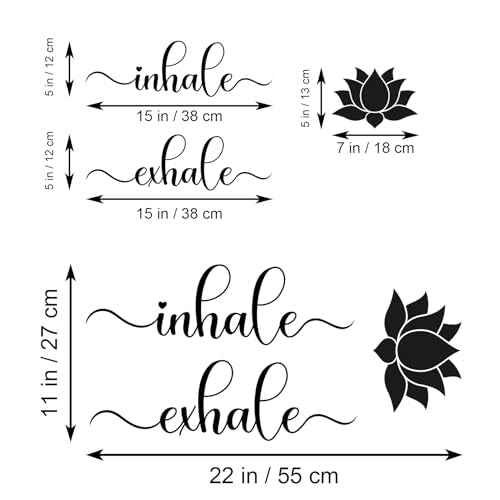 Vancetyno Inhale Exhale Vinyl Wall Decal - Bedroom Yoga Relax Wall Art Lotus Home Decor