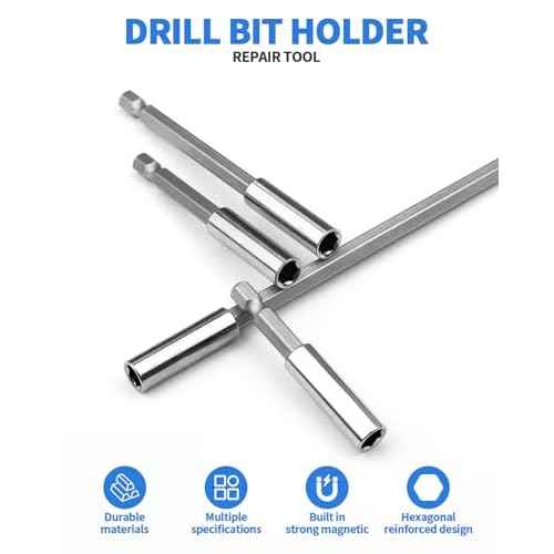 8 PCS Drill Bit Extension, 1/4" Hex Shank Magnetic Drill Extension Bit Holders, S2 Steel Impact Drill Bit Extender (2 Inch,3 Inch, 4 Inch, 6 Inch) for DIY, Automotive; Repair Work