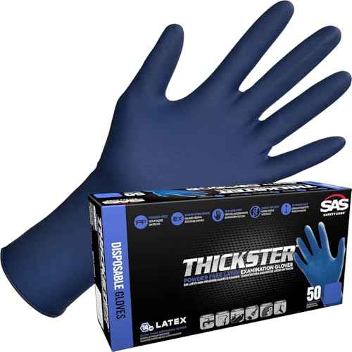 SAS Safety 6604-20 Thickster Powder-Free Latex Disposable Glove, X-Large, Pack of 50